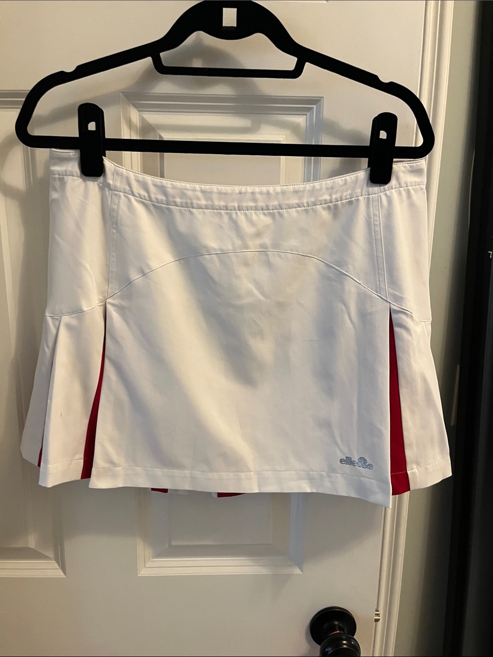 Ellesse White Mini Tennis Skirt with Red Side Panels